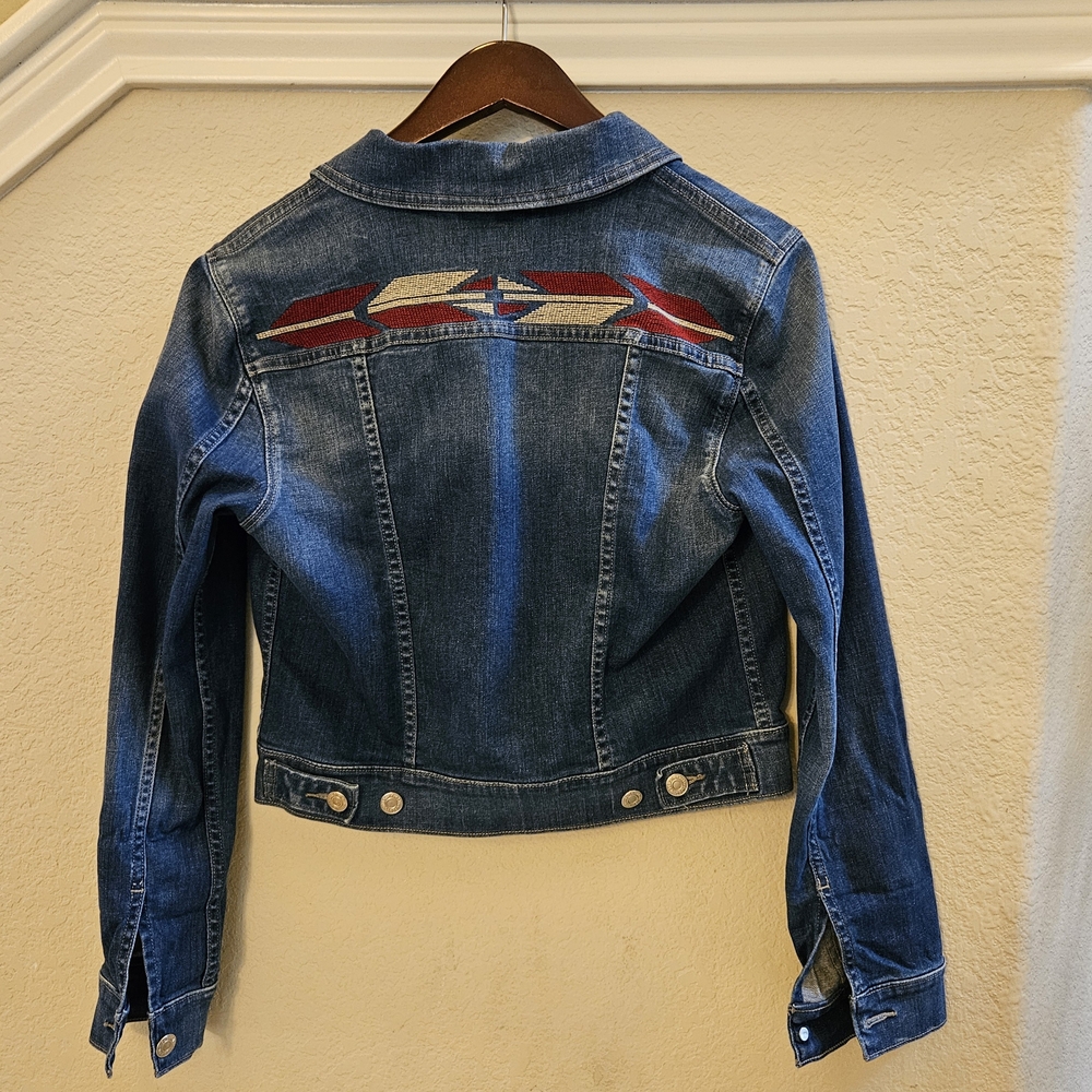 Levi's Classic Southwestern Indigo Denim Embroidered Embellished Jacket Size M